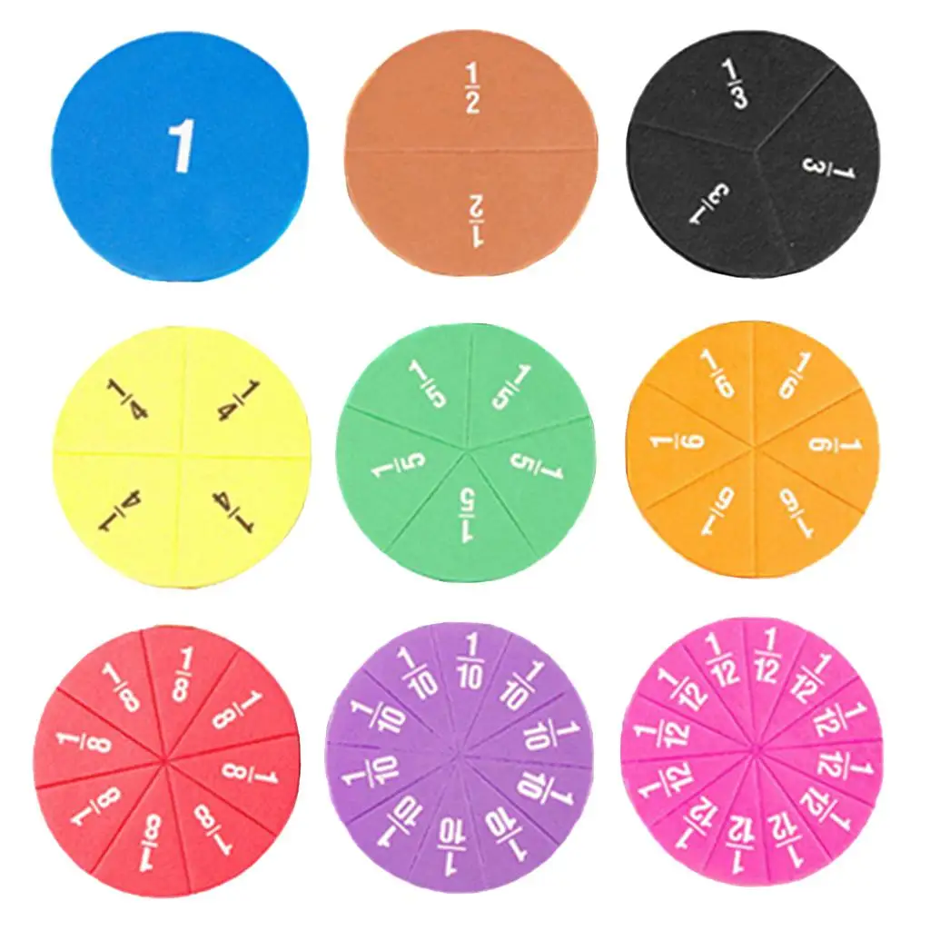 

Rainbow Circular EVA Fractions Card Kids Math Number Demonstration Toy Gift