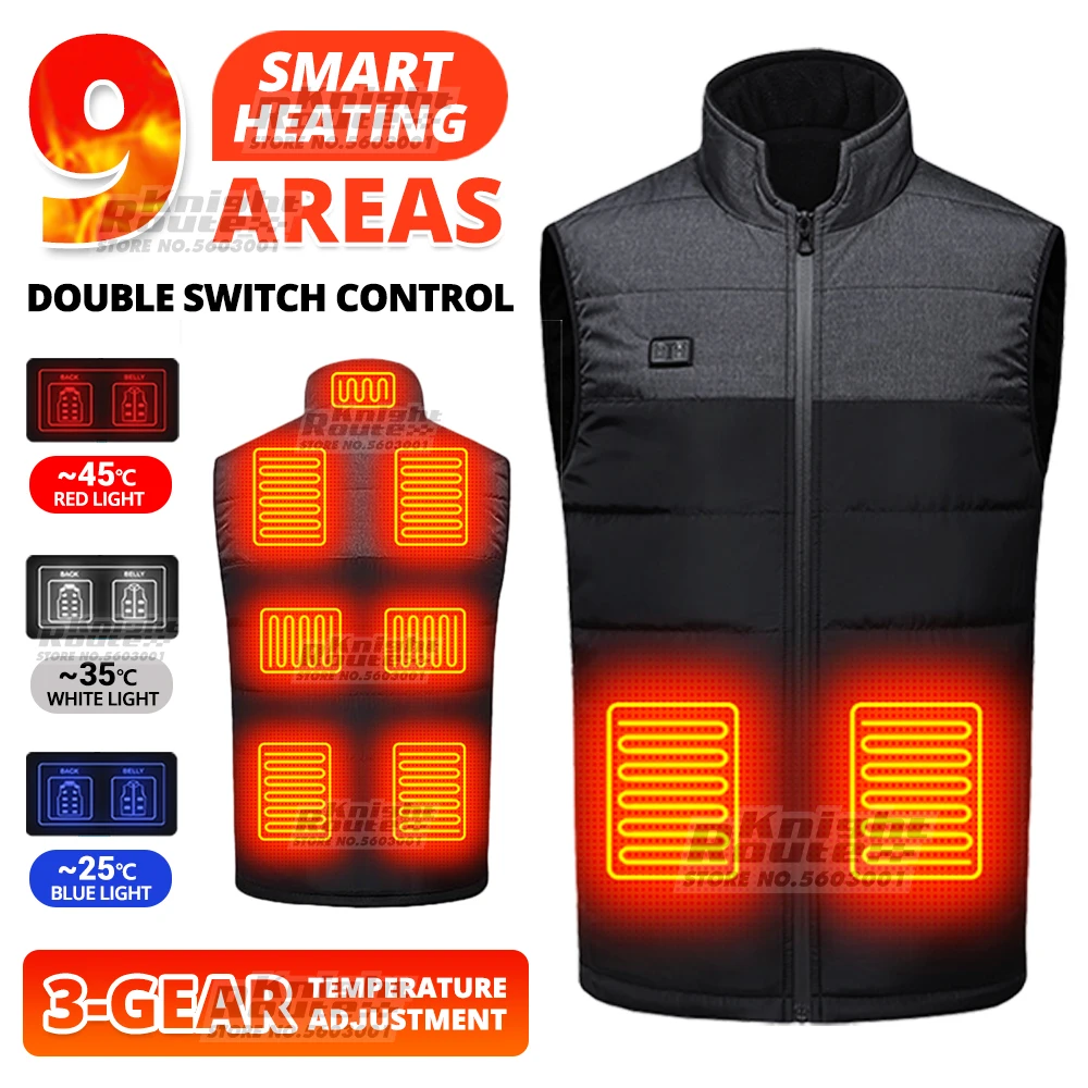 

Жилет с подогревом для мужчин и женщин, мотоциклетная куртка с 9-ю зонами, теплый мотоциклетный жилет, походная одежда с USB-разъемом, серого цвета