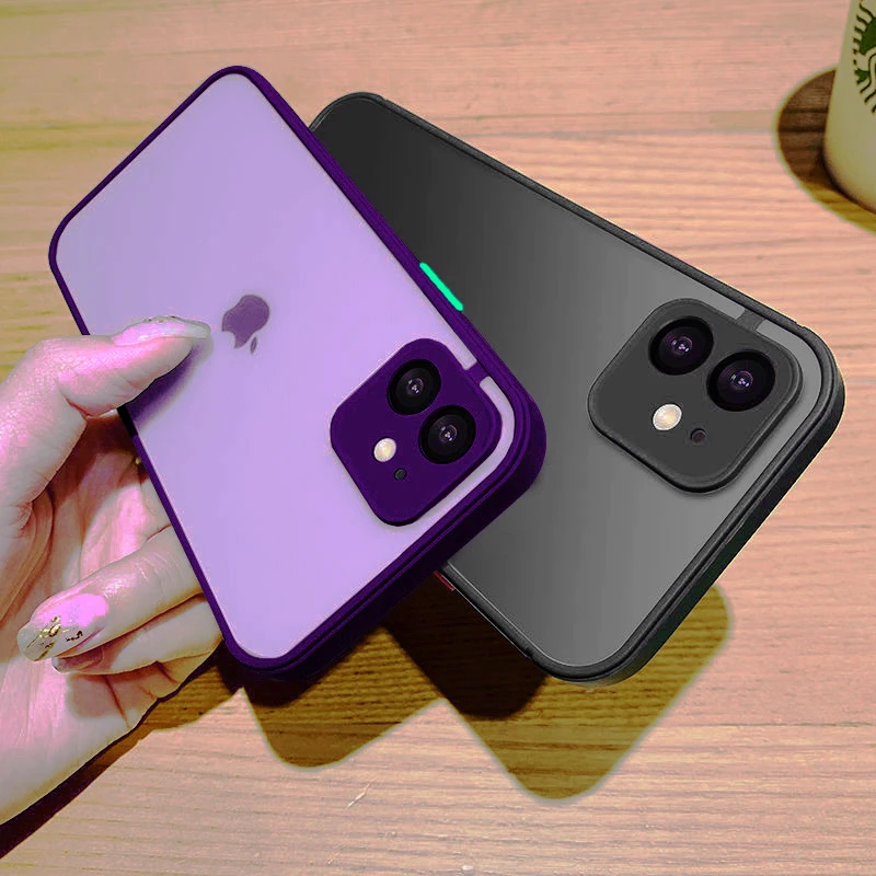 

M3C Frosted Transparent Square Phone Case For iPhone 11 13 12 Pro Max XS Max XR X Mini 8 7 Plus SE 2020 Back Cover Bumper funda