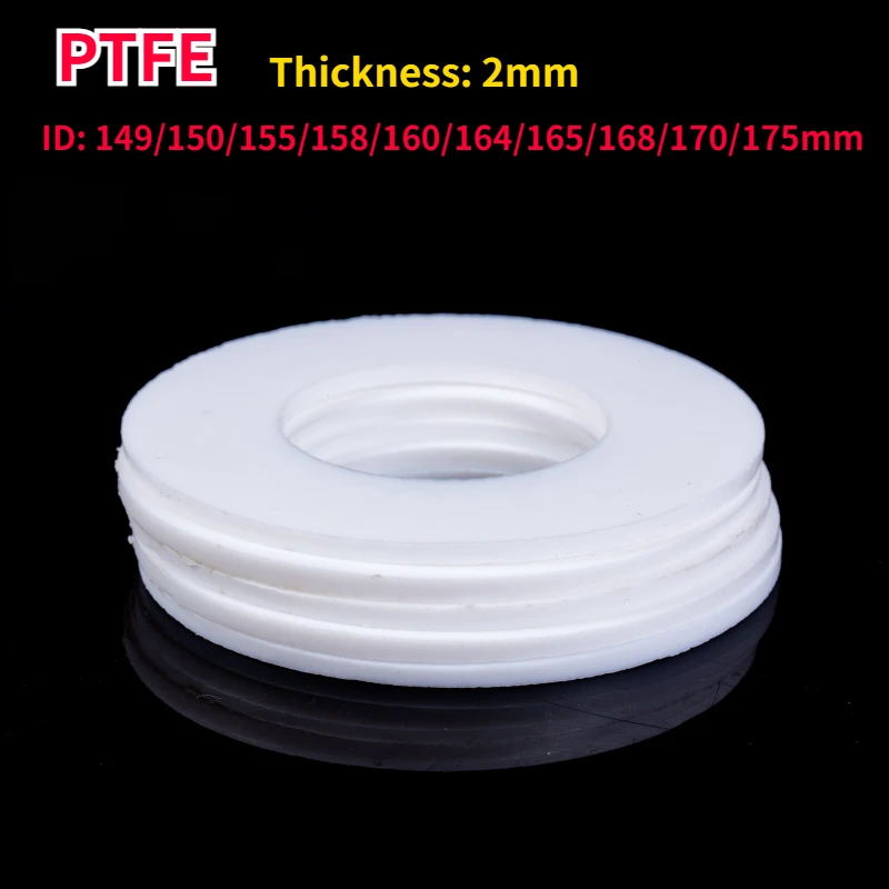 

1/5Pcs Thick 2mm PTFE Flat Gasket ID 149/150/155/158/160/164/165/168/170/175mm High Temperature Resistance Flange Seal Washer