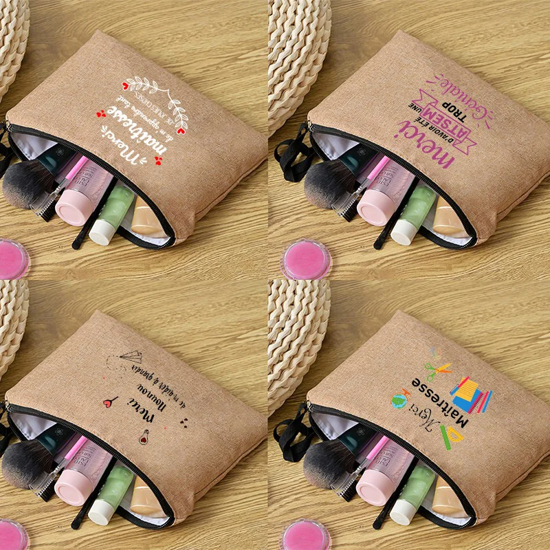 

Girl Makeup Bag Thank You Mistress Pattern Female Beauty Organizer Bag Pouches for Travel Bags Pouch Women's Cosmetic Bag