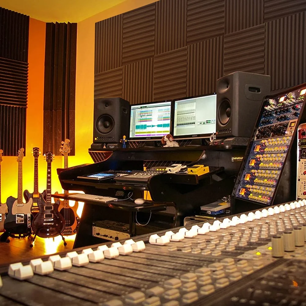 24Pcs/Pack 30x30x2.5cm Acoustic Wedge Foam Panel Tiles Studio Wall Pad Room Sound Absorbing Treatment Sponge |