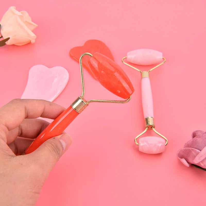 

Natural Jade Quartz Roller 1PC Gua Sha Facial Body Massager Roller Jade Stone Massage Set Face Lifting Beauty Massage Tool
