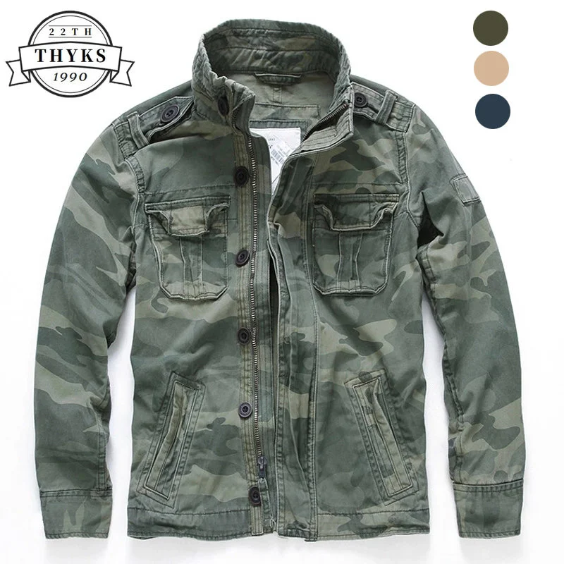 

Military Denim Jacket Men Retro Camo Multi-pockets Mens Cowboy Jackets Fashion Cargo Jeans Coats Jaqueta Masculina Size S-2XL