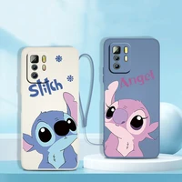 lilo stitch cool disney phone case for xiaomi redmi note 11 11s 11t 10s 10 9s 9t 9 8t 8 pro plus 7 5g liquid rope cover