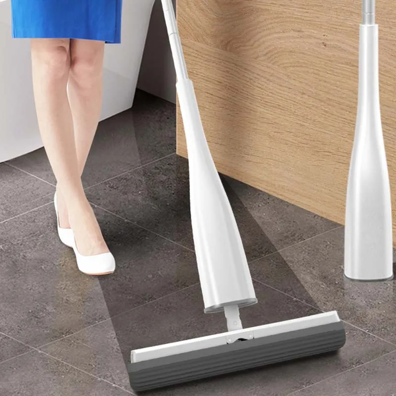 

Automatic Self-Wringing Mop Flat Mop with PVA Sponge Heads Free Hand Washing Self-Wringing for Bedroom Floor Cleaning