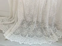 3 yards ivory lace fabric with embroidery soft flower tulle mesh gauze for home decorbridal cloth