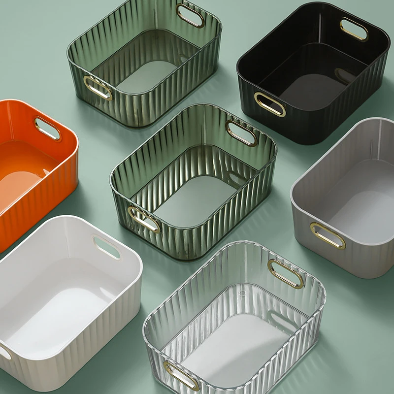 

1 Set Plastic Rectangular Kitchen Home Office Tidy Storage Baskets Bathroom Desktop Hollow Organiser 276*209*100mm 6 Colours