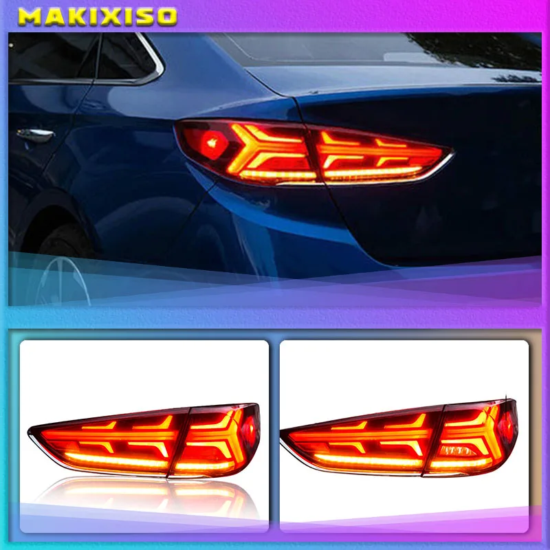 

Car tail lights For Hyundai Sonata Taillights 2019 2018 LED DRL Fog light Rear parking lights LED tail lamp