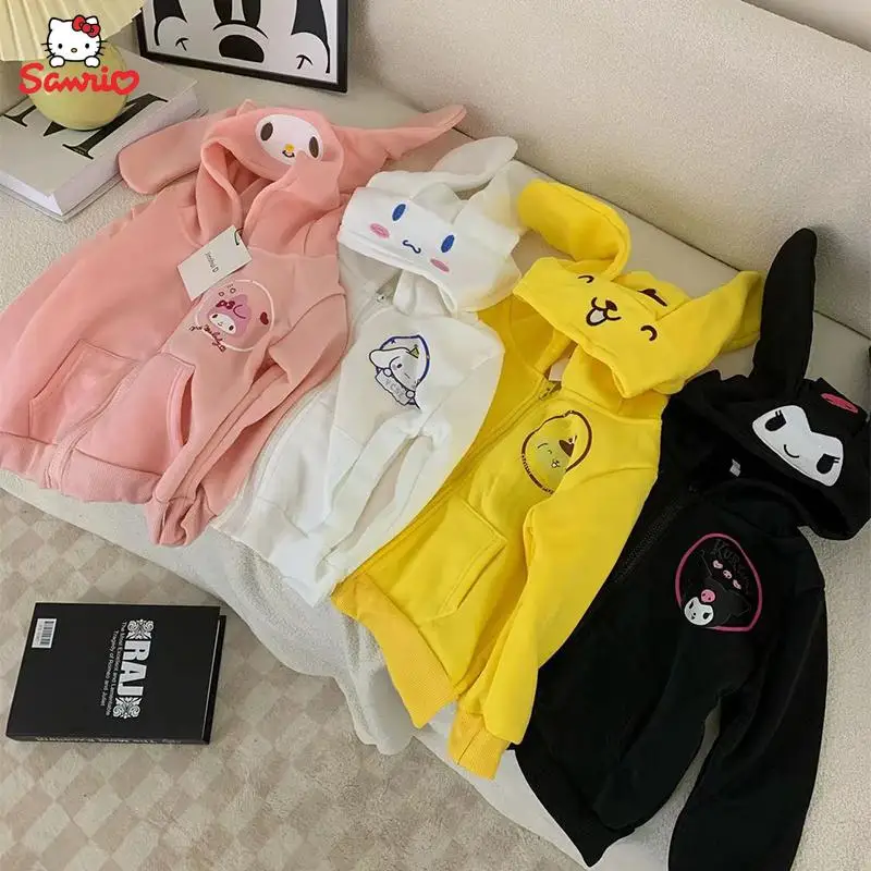 

Kawaii Sanrio My Melody Kuromi Cinnamoroll Cute Baby Hoodie Coat Anime Cartoon Cardigan Casual Coat Top Children Garments Gift