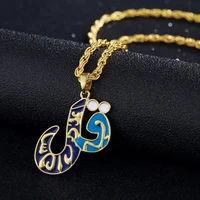 wangaiyao new fashion temperament all match arabic jewelry scripture letters drip oil pendant necklace wedding anniversary earri