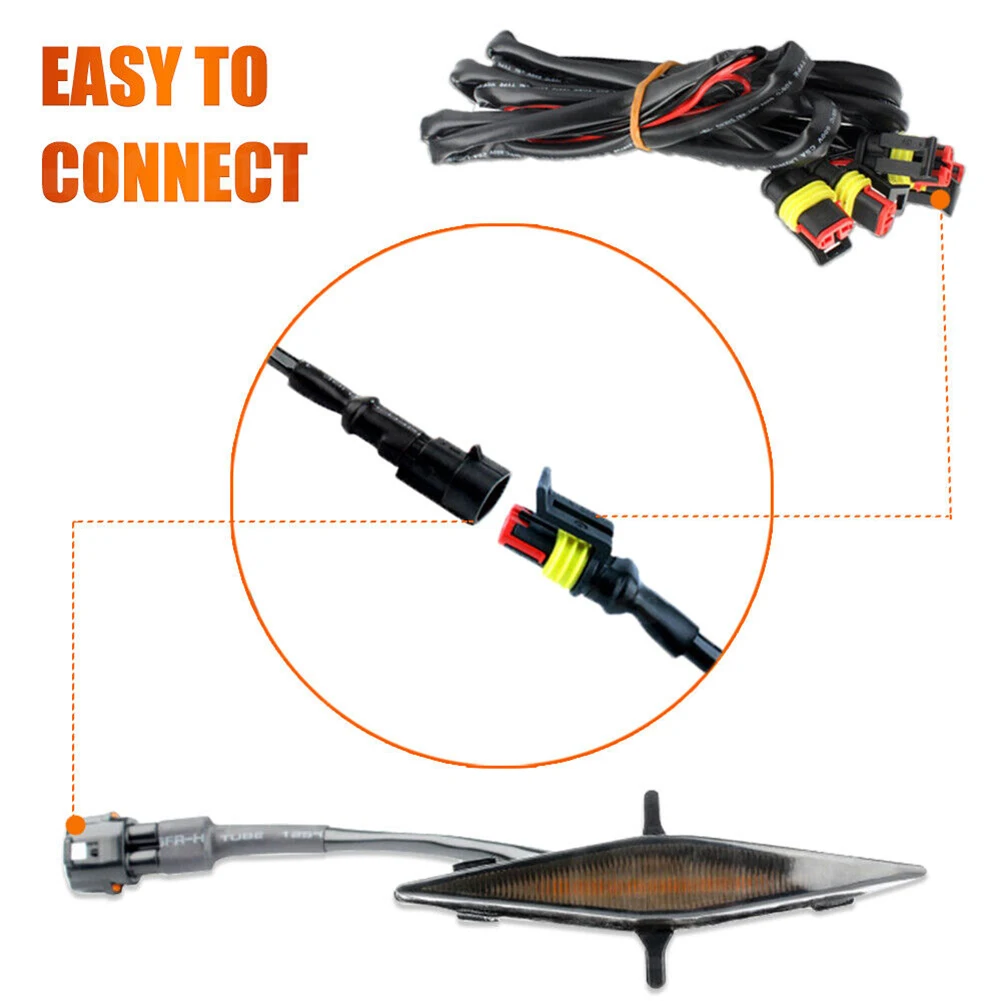 

DRL Lamp LED Grille Lights 4PCS ABS Housing Amber Car Accessories Durable IP67 Waterproof Practical Replacement
