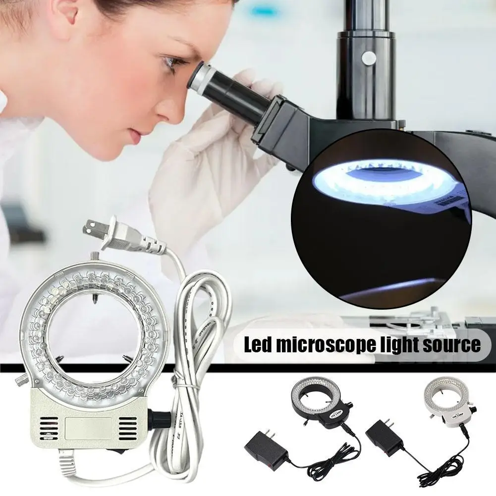 White Adjustable 6400K 56/144 LED Light Illuminator Lamp Industry Stereo Microscope Camera Magnifier AC 110-240V US Adapter