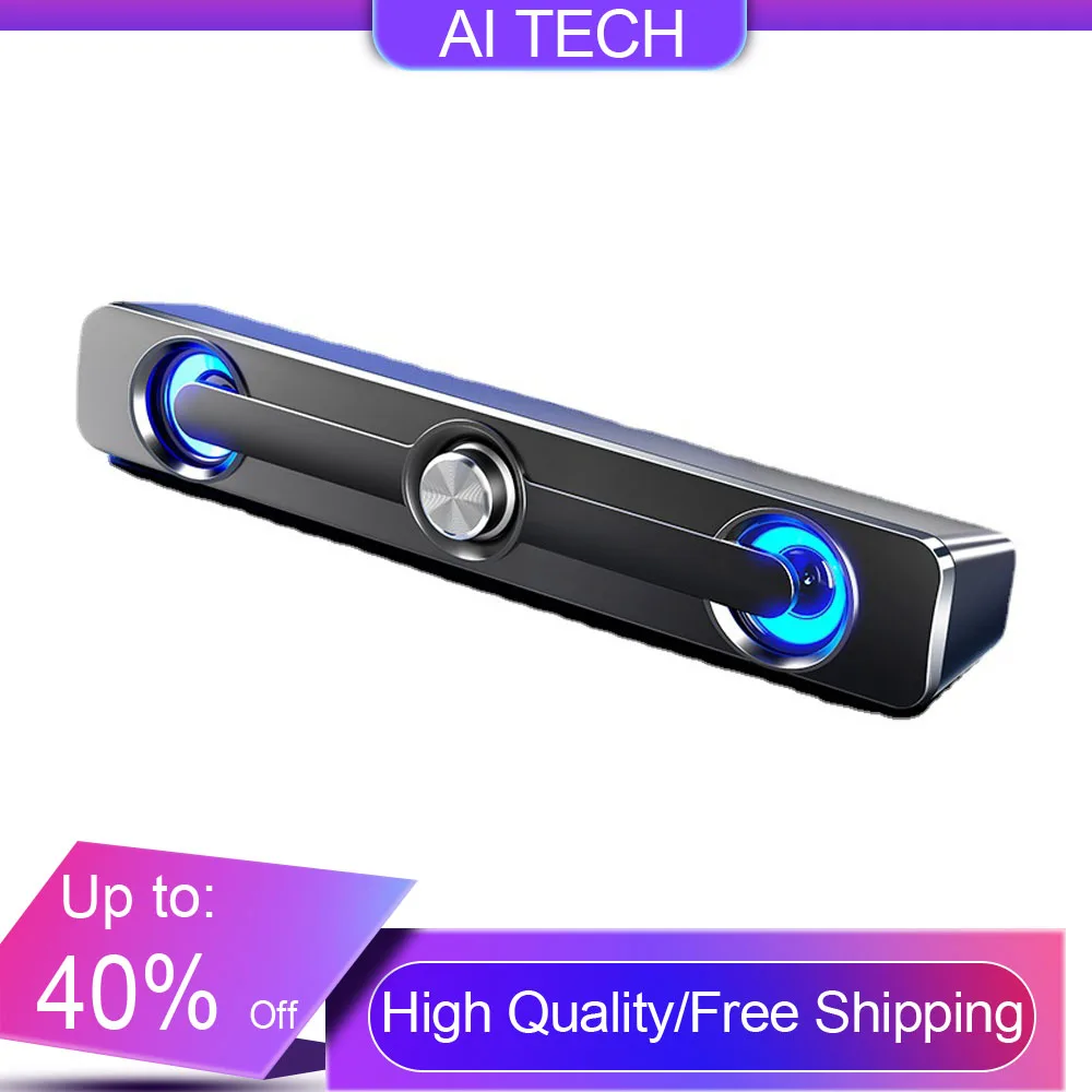

TV Soundbar Computer Speakers Wired Bluetooth Speaker Home Theater AUX Bass Subwoofer Sound Bar Desktop Speaker