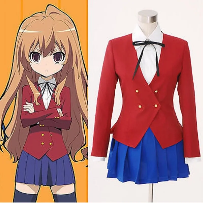 

Anime TIGER DRAGON Toradora Cosplay Taiga Aisaka Costume Wig School Uniforms Full Set Custom Made