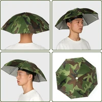 outdoor fishing sunscreen umbrella hat portable foldable handsfree headwear cap sun shade waterproof camping umbrella hat