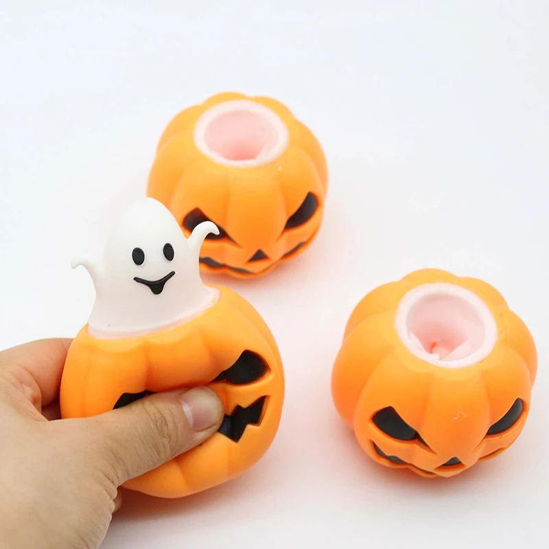 

Pumpkin Ghost Decompression Toy Thermoplastic Rubber Squeeze Bouncy Ball Kids Toys Halloween Party Decorations DIY Home Supplies