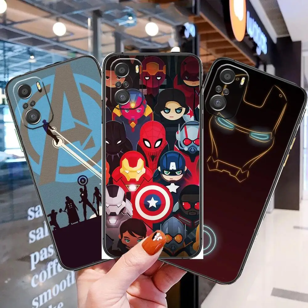 

Marvel Tide Brand Phone Case For xiaomi mi 11 Lite pro Ultra 10s 9 8 MIX 4 FOLD 10T 5g Black Cover Silicone Back Prett