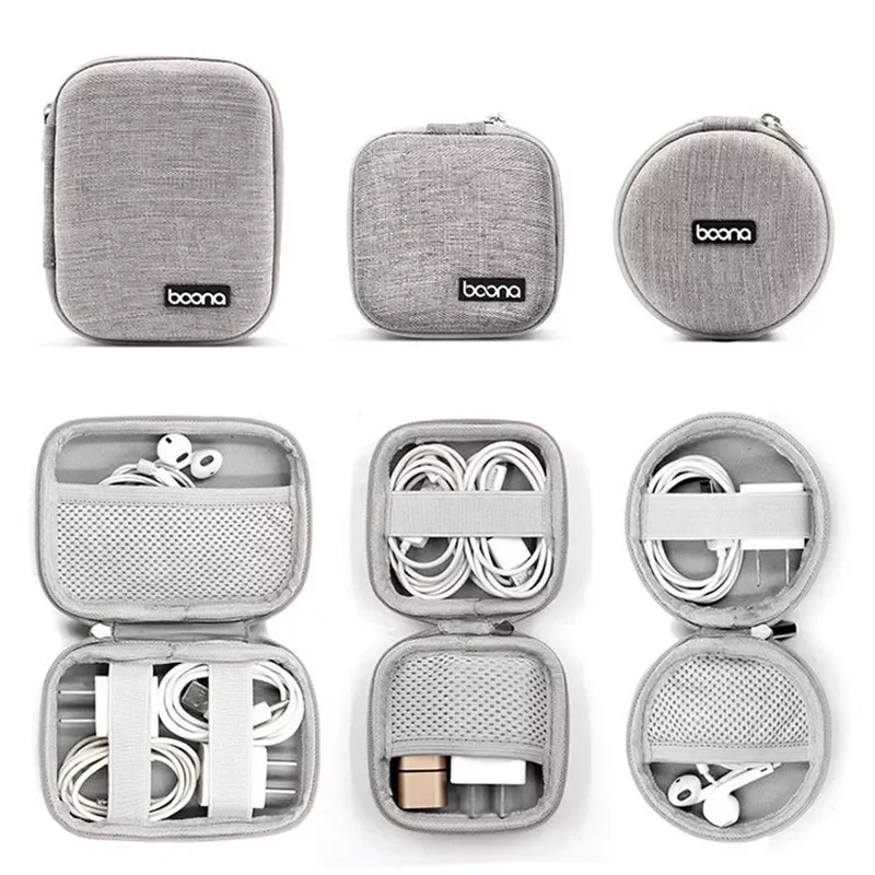 

NEW Small Oval Earphone Storage Bags Hard Shell Data Cable Organizer Bag Mini Tech Gadgets Portable Case Charger U Disk Zipper P