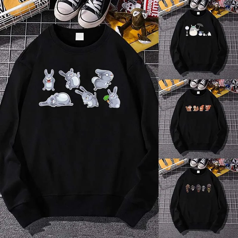 

2022 Hoodies Sweatshirt Womens Mens Cartoon Print Pullover Streetwear Casual Fashion Clothes O-neck Harajuku Long Sleeve Tops