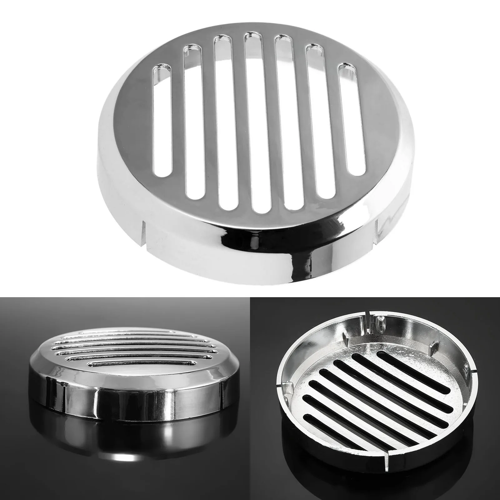 3.5" Motorcycle Chrome Round Slotted Grille Horn Cover for Honda Cruiser Bikes Shadow VT 1100 Sabre VTX 1300 C and VTX 1800 C