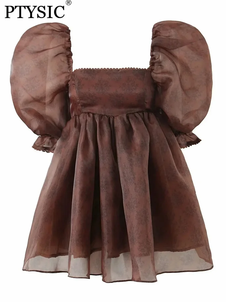 

Женское мини-платье, элегантное кружевное платье с рукавами-фонариками, сексуальное бандо с открытой спиной, Клубная одежда для вечеринок, ...