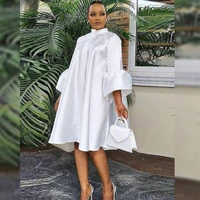 mosimolly 2022 trendy white dress button down mini dress flare sleeve cssual loose dress female vestidos african dress
