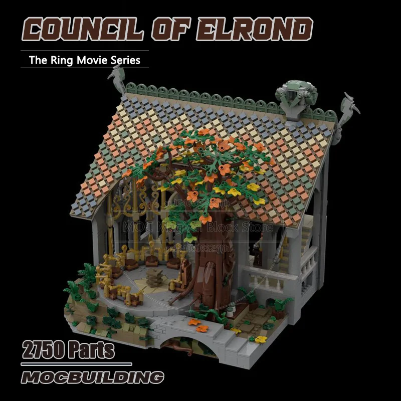 Киносцена Council of Elrond MOC Blocks Building DIY Сборка Архитектура Кольца Модель Технология