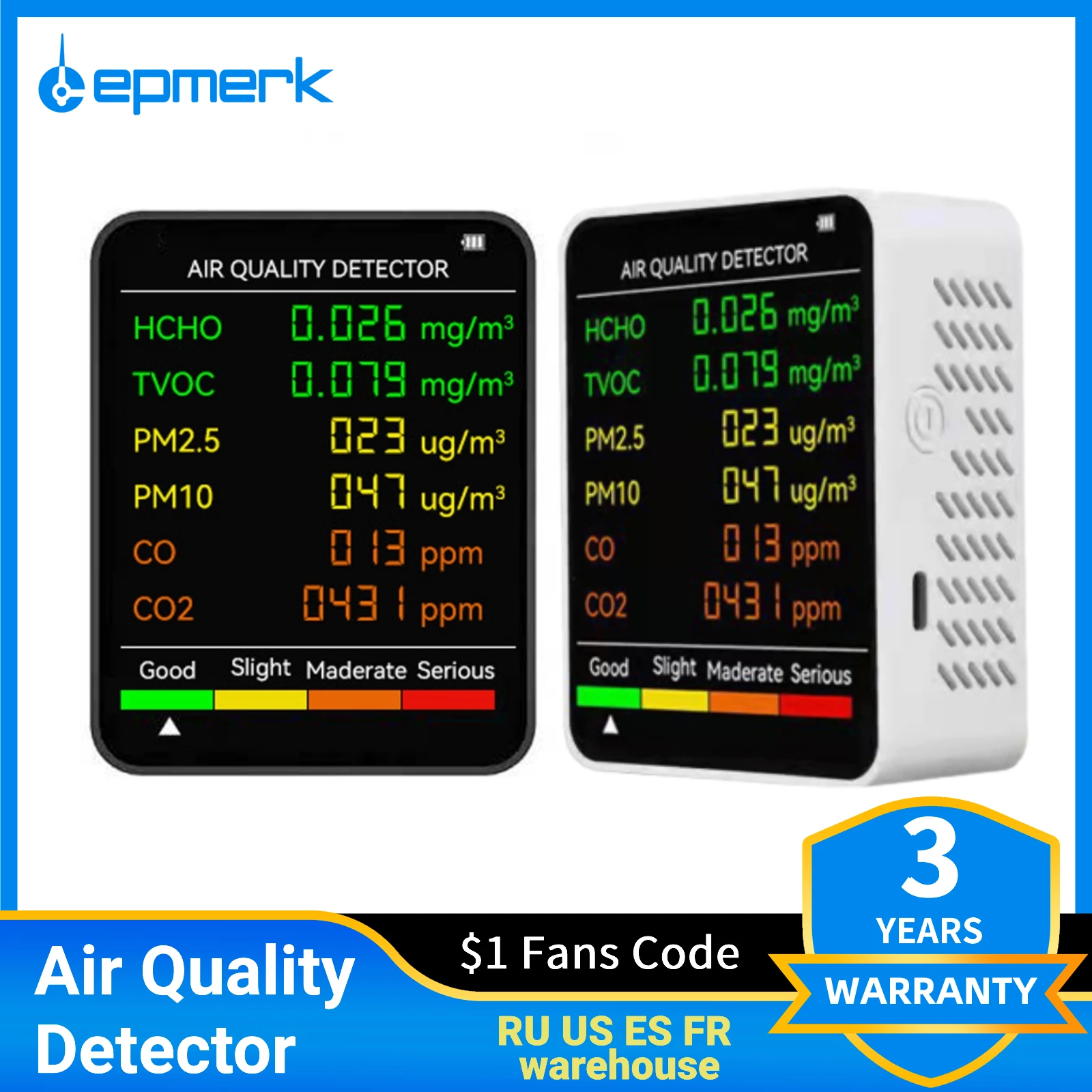 

6 в 1 Многофункциональный детектор качества воздуха PM2.5 PM10 HCHO TVOC CO CO2 Монитор формальдегида ЖК-дисплей домашний тестер качества воздуха