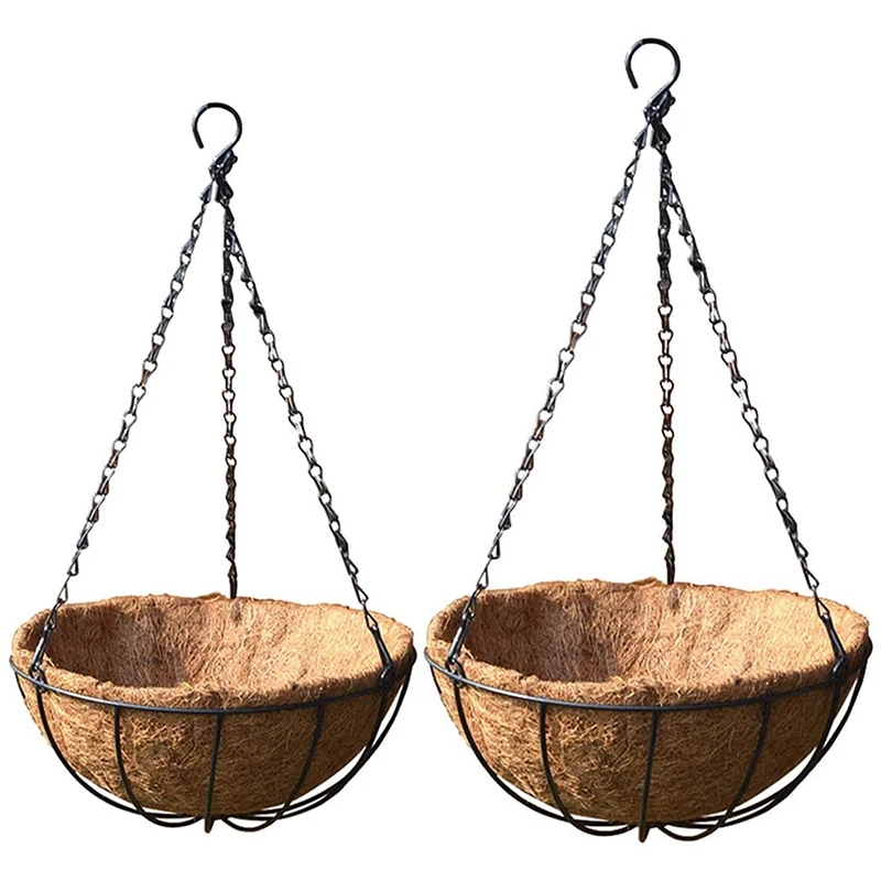 

Hanging Basket For Plants Garden Flower Planter With Chain Plant Pot Home Balcony Decoration 2 Pcs-8,10 Inch