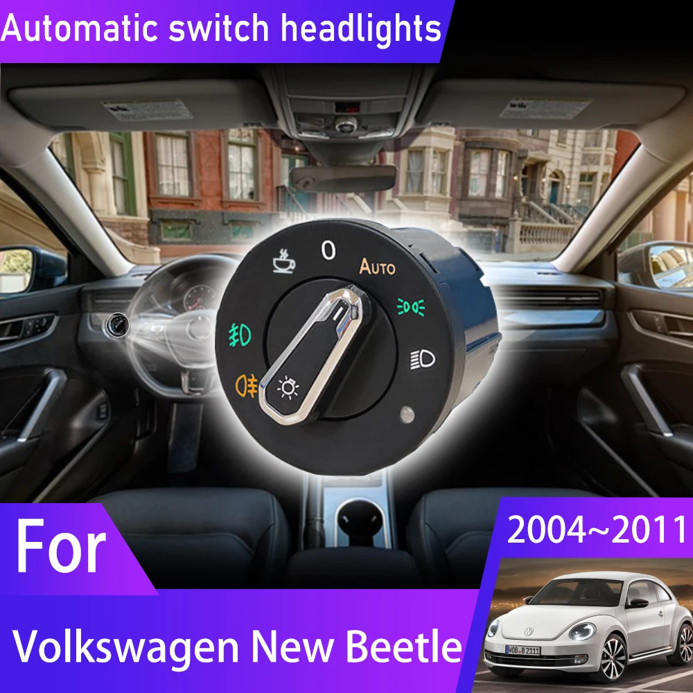 Автоматический переключатель фары для Volkswagen New Beetle Bjalla 2004 ~ 2011 2005 2006 2010, автомобильные аксессуары, модификация интерьера Автоматический переключатель фары для Volkswagen New Beetle Bjalla 2004 ~ 2011 2005 2006 2010, автомобильные аксессуары, модификация интерьера