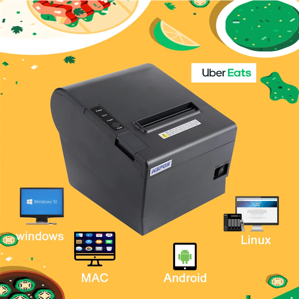 

HSPOS 80mm Uber Eats Pos Thermal Receipt Printer Compatible with Ubereats Doordush and Foodpanda