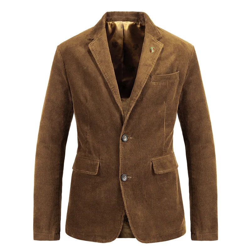 2022 Spring and Autumn New Corduroy Suit Retro Casual Barge Jacket Men's Suit In Solid Color Men Clothing  Coat Men