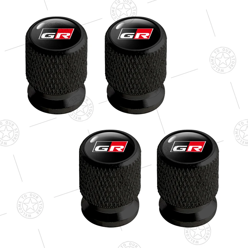 

4 шт. GR SPORT логотип автомобильные колеса, колпачки для клапанов, шток воздуха, алюминиевые аксессуары для Toyota Yaris Corolla RAV4 C-HR Camry Prado Voxy