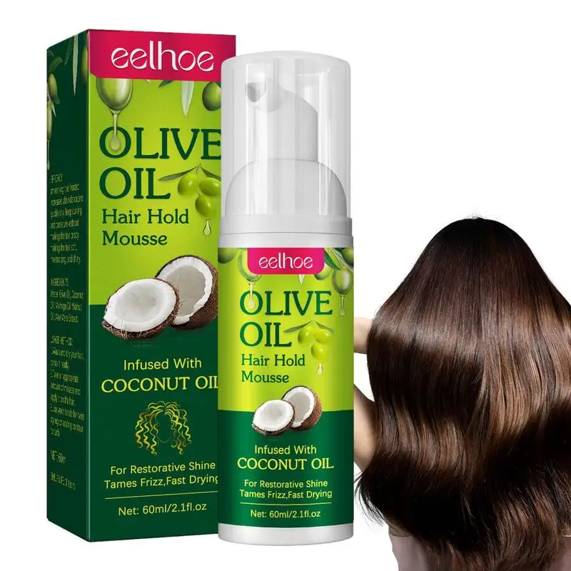 

Hair Styling Tool Fluffy Olive Oil Shiny Shaping Cream Curly Hair Mousse Hydrating Prevent Dryness Nourishing Elastin 60ml