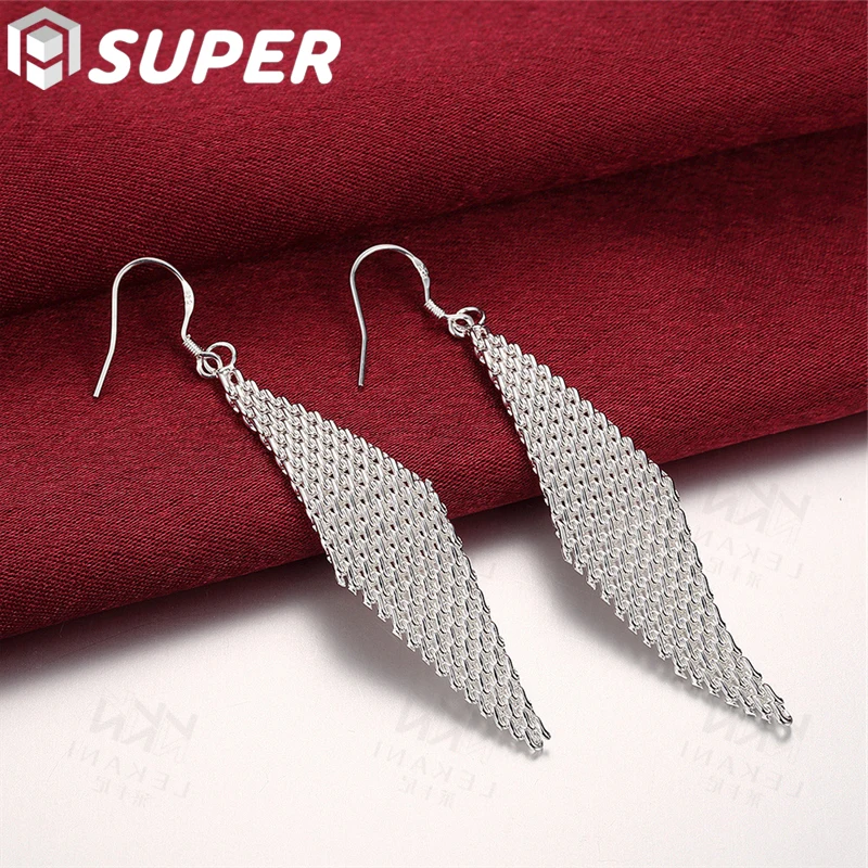 

925 Sterling Silver Intertwined Network Drop Earrings For Women Wedding Engagement Party Jewelry