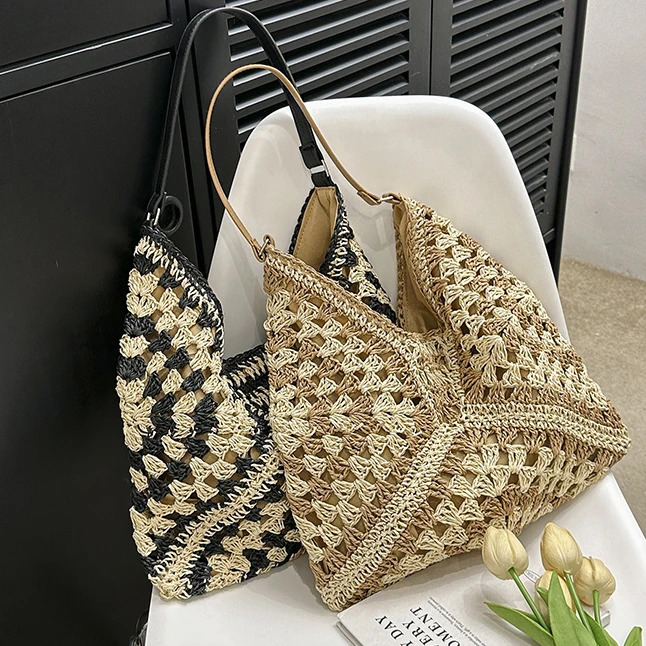 

Fashion Straw Braided Bag 2023 New Niche Design Ladies Seaside Holiday Beautiful Braided Beach Bag Casual Women's Shoulder Bag