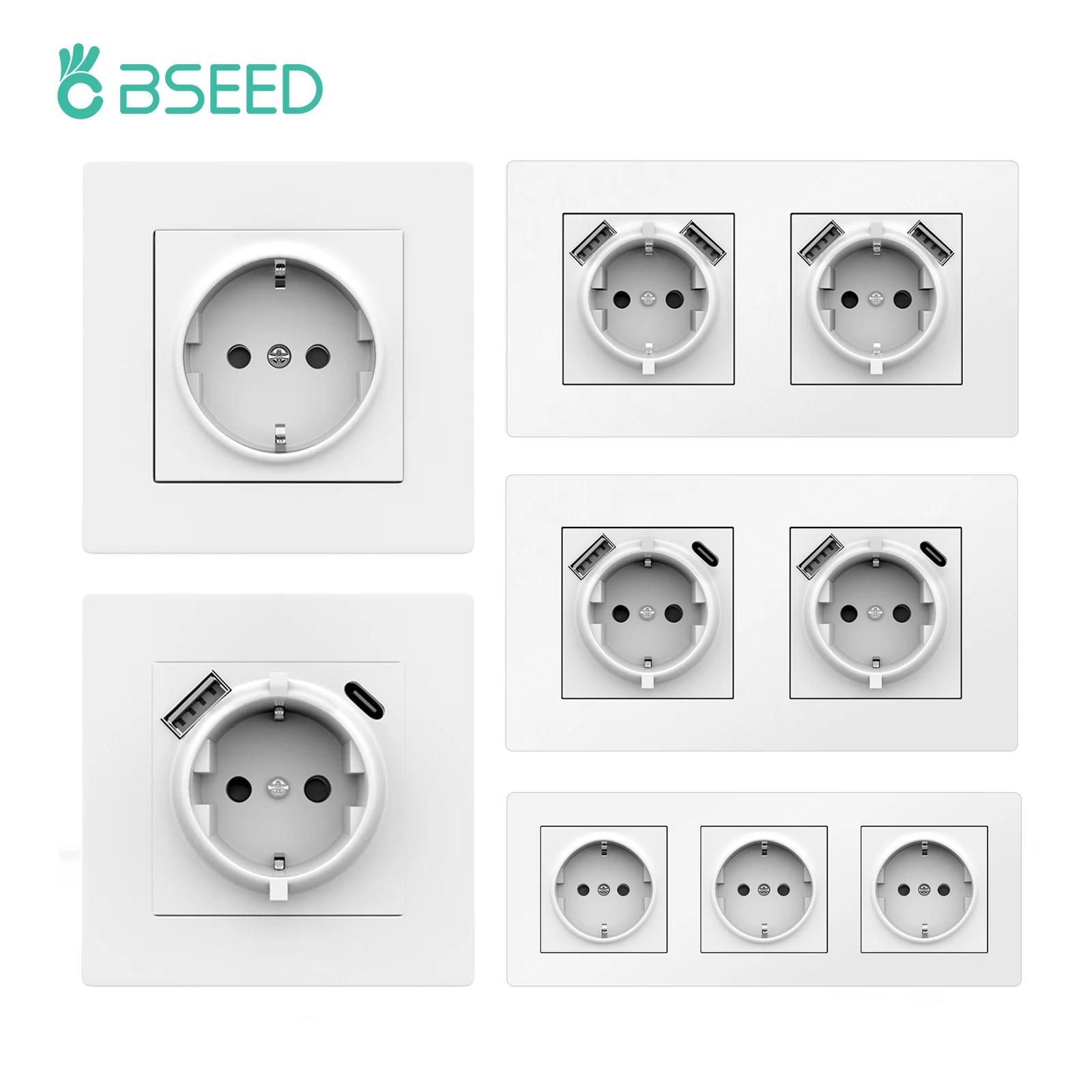 Розетка сетевая BSEED с USB-портом Type-C 16 А