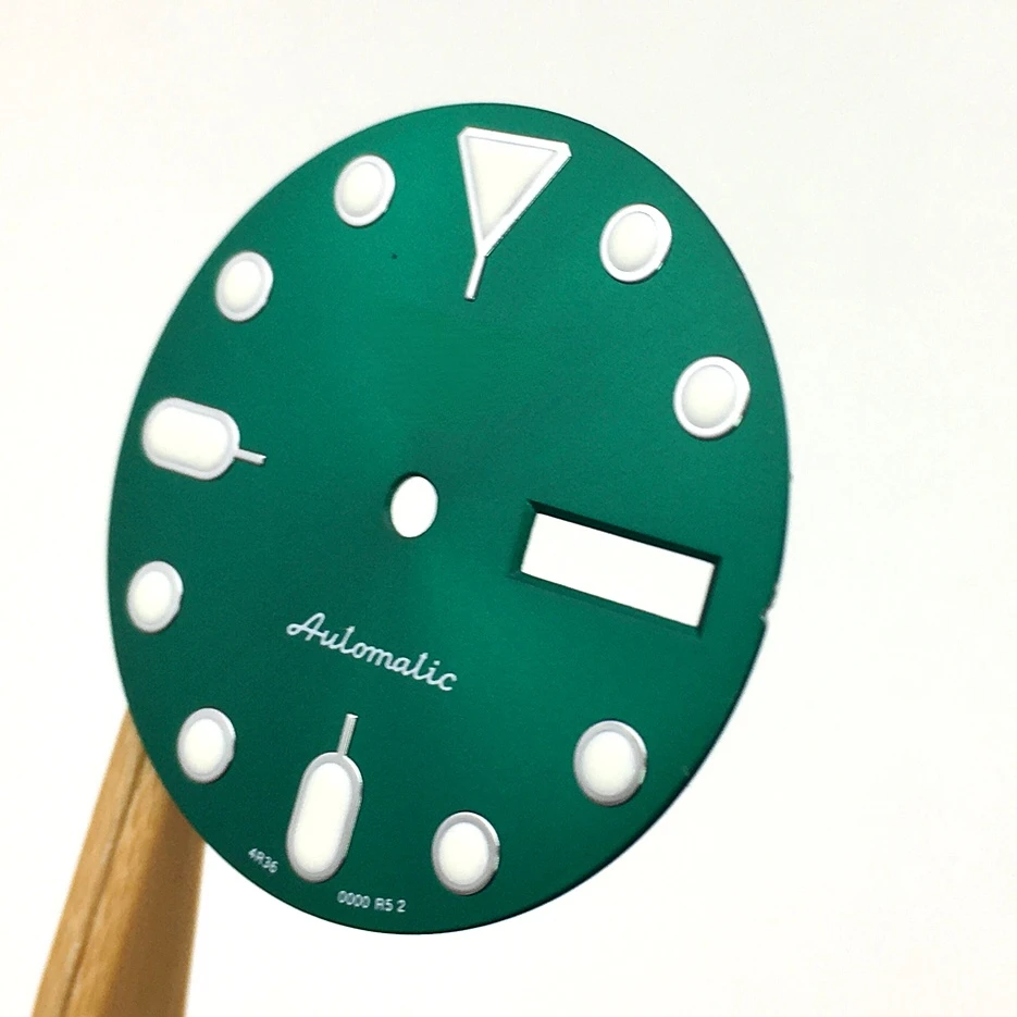 S 28.5mm Watch Dial Replacement  Modified Dial Double Calendar Literally Suitable for NH36A Movement SK007 Double Calendar Green