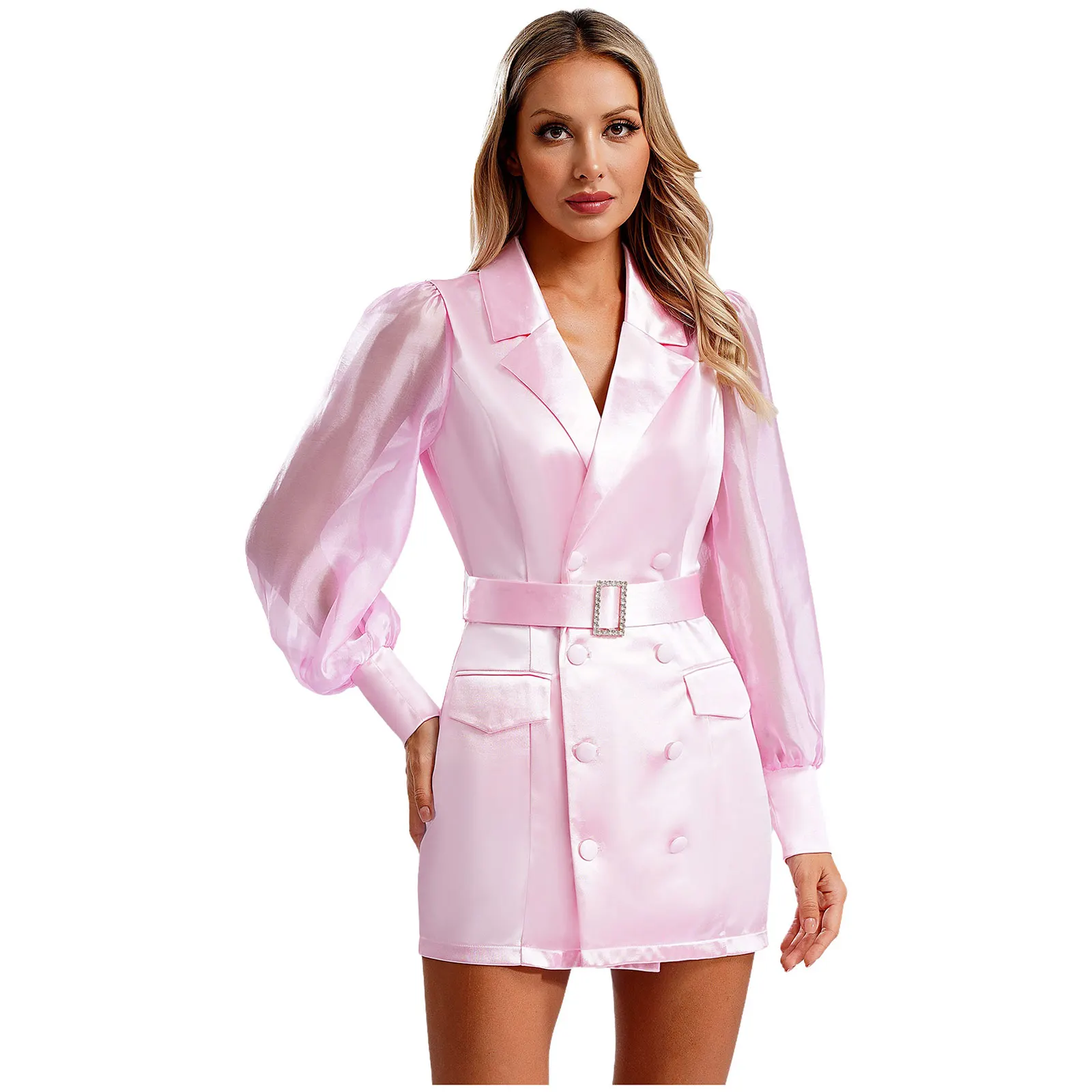 Женское модное элегантное платье OL женское с длинными рукавами и лацканами