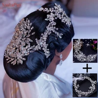 youlapan hp390 bridal headband alloy diamond flower handmade jewelry headdress 2022 new classic shiny wedding hair accessories