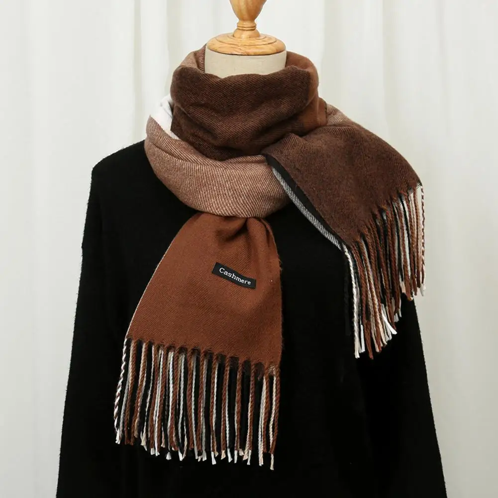

Женская шаль с кисточками, тонкая на ощупь бахрома, имитация кашемира, ветрозащитная Женская шаль для осени и зимы