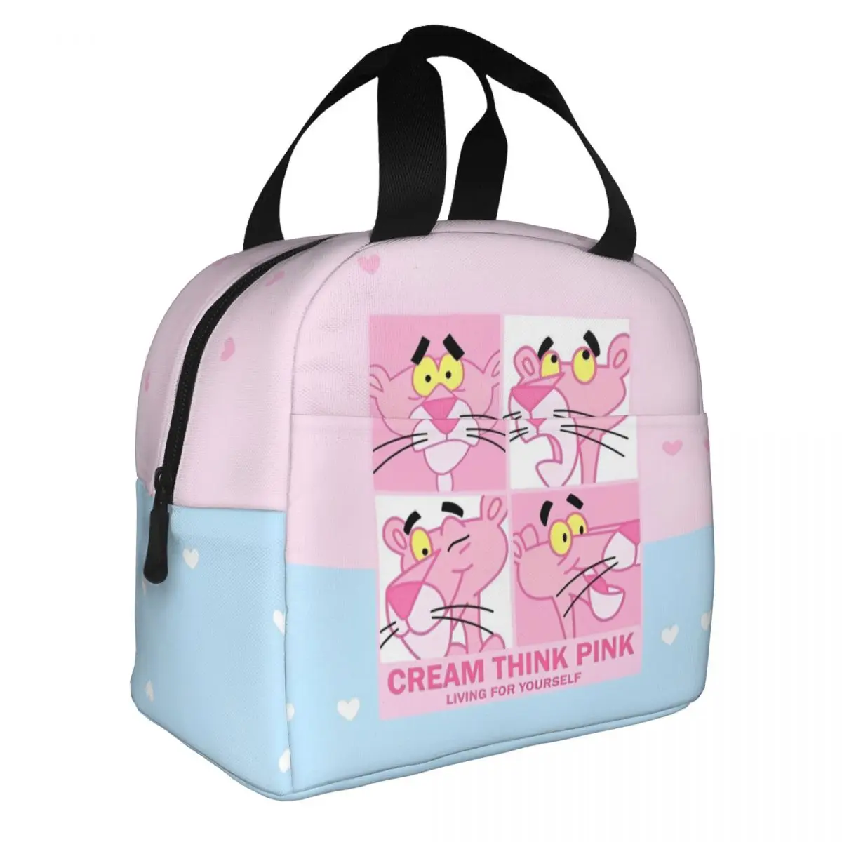 Изолированные сумки для ланча с розовой пантерой многоразовая розовая