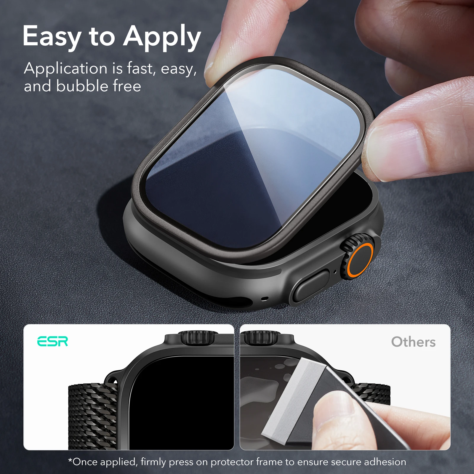 Фото Защитное стекло ESR для Apple Watch Ultra 2/Ultra (2025/2024/2023/2022) 49 мм, 2 шт., военный стандарт защиты, закаленное стекло №3