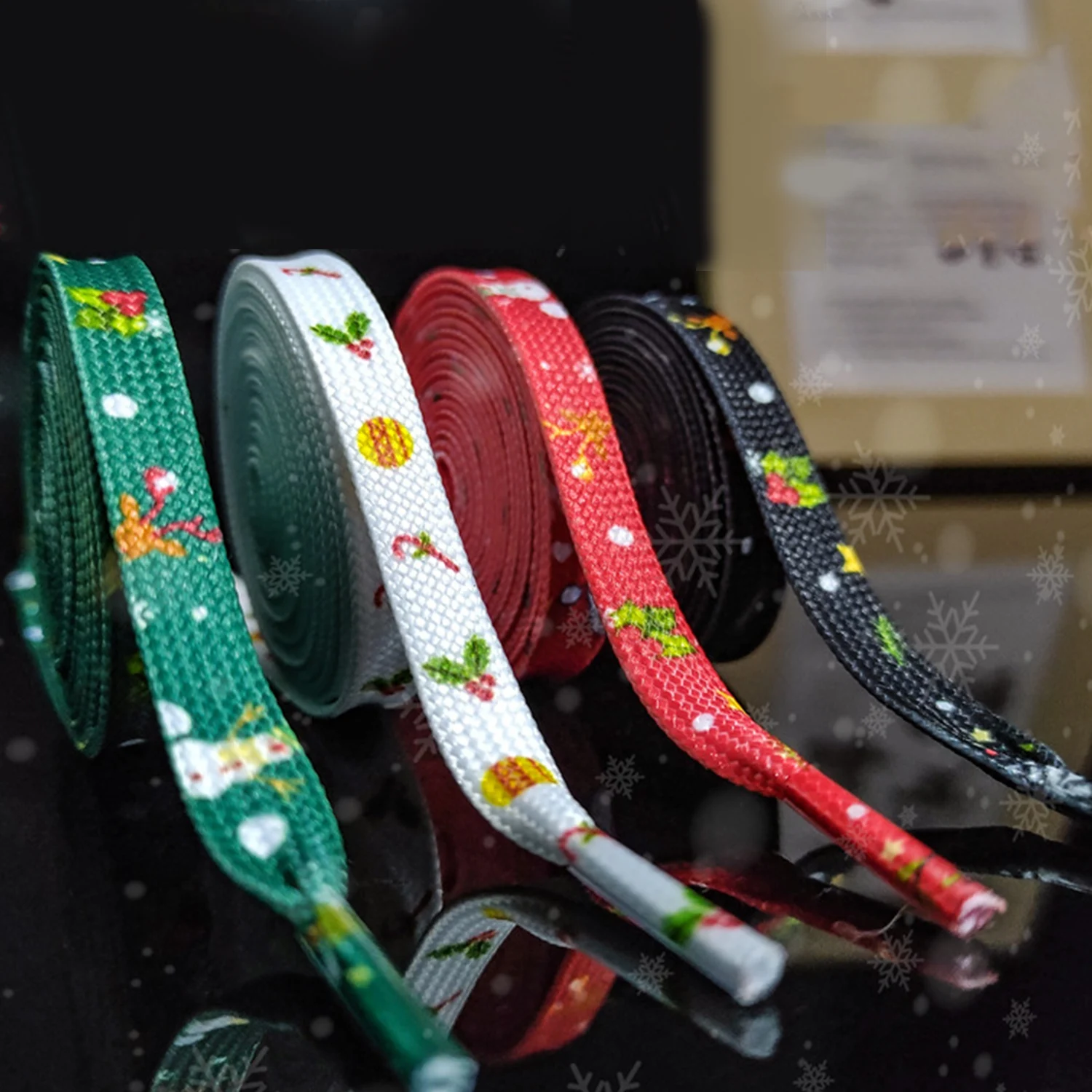 

1 пара шнурков для кроссовок, плоские шнурки для обуви с рисунком, рождественские шнурки для обуви, для улицы, походов, спорта, детской обуви