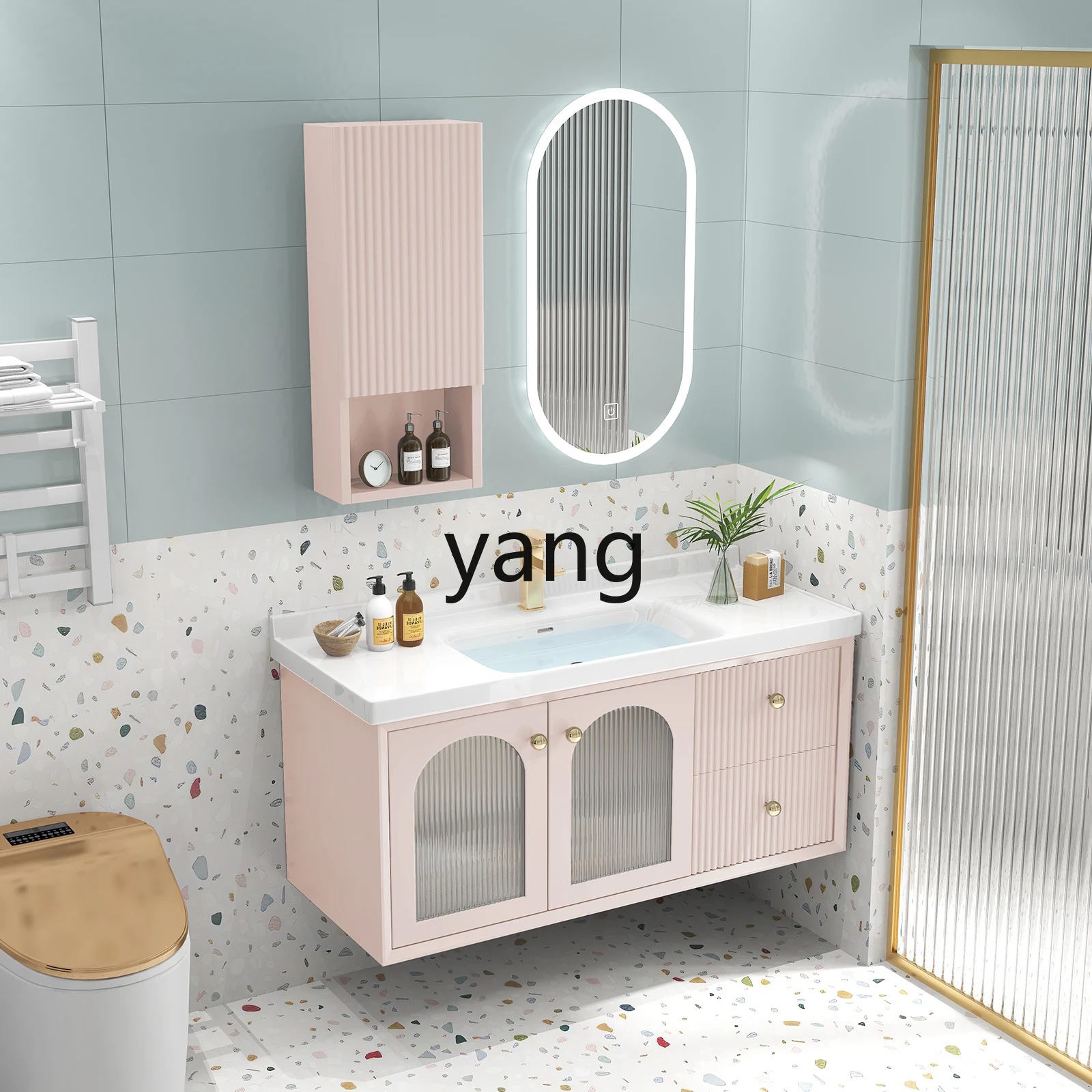 LXL женский роскошный дубовый зеркальный простой шкаф для мытья рук