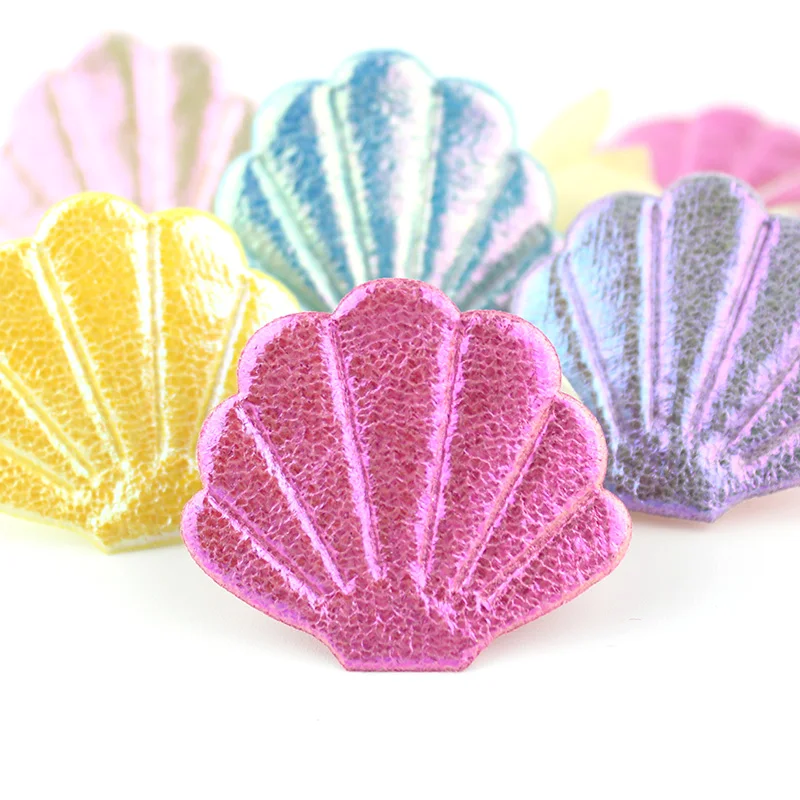 

50 шт. 3,8*4,2 см, искусственная кожа, форма ракушки, аппликации для «сделай сам», головной убор, шпилька, ремесла, день рождения, фестиваль, украшения, аксессуары