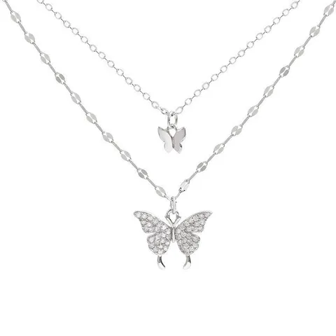 Модное изысканное ожерелье ZG в виде бабочки с двойным кристаллом, ожерелье-цепочка на воротник, Женское Ожерелье, ювелирное изделие для свадебной вечеринки, подарок