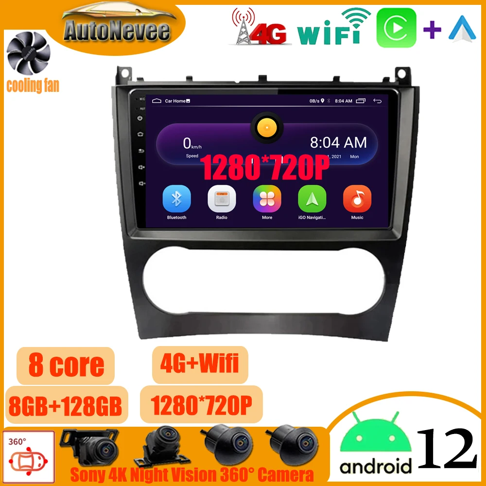 

Android 12 Carplay auto For Benz W203 W209 C180 C200 C220 C230 Car Radio Multimedia Video Player GPS Navigation DSP IPS BT