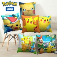 pokemon cushion cover pikachu cartoon anime pillowcase sofa car home plush cover bedroom decoration christmas gifts toys 45x45cm